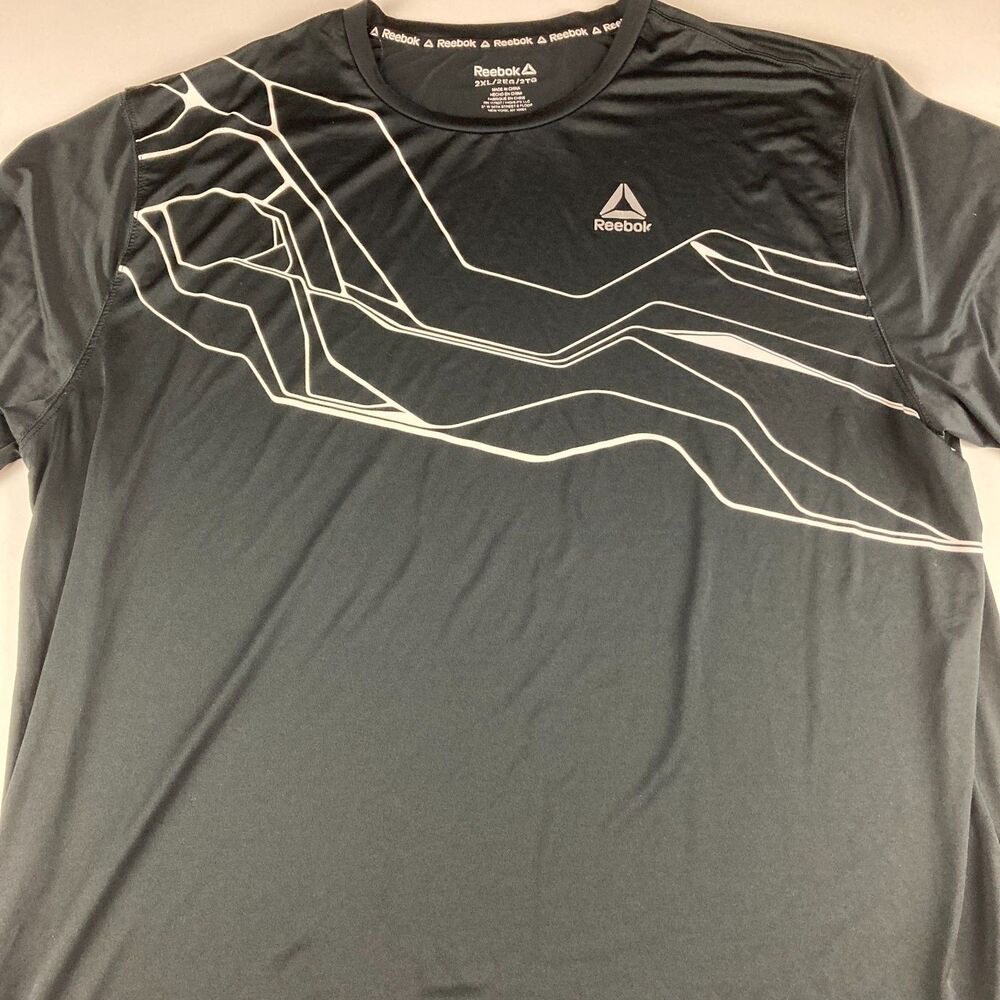Reebok 2XL Black Athletic Performance T Shirt Workout Training Stretch Tee